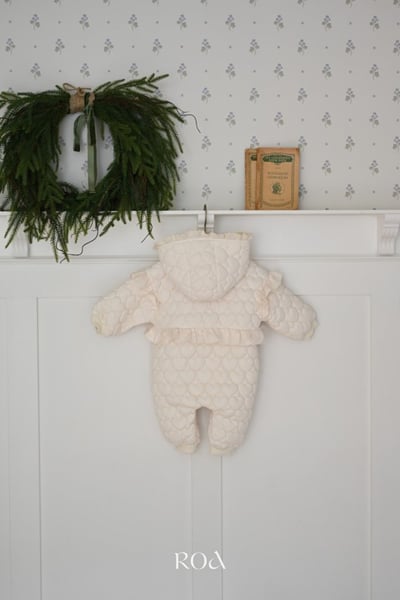 ROA44｜(6m-18m) 1色愛心絎縫夾層綿連帽連身衣5