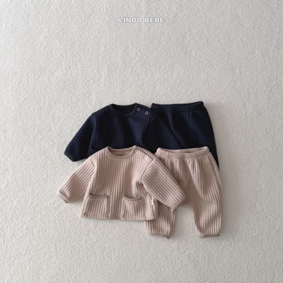 Lindo06｜(3m-18m) 壓紋開扣上衣套裝7