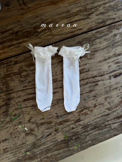 Marron36｜(3m-18m) 蕾絲蝴蝶結無根襪2