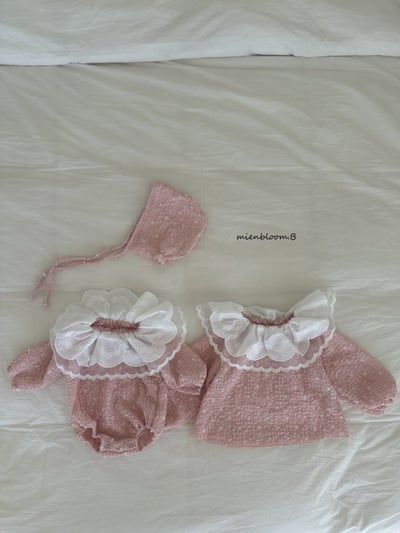 Bloom.b52｜(0m-18m) 印花抓皺綁帶帽7