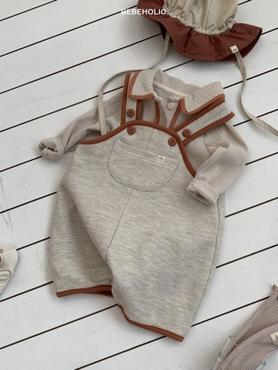 Bebe holic52｜(6m-18m) 滾邊吊帶包屁褲14