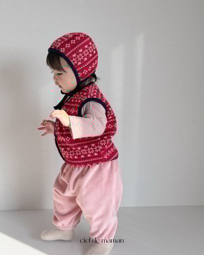 Cieldemaman10｜(6M~24M)  2色雪花針織背心含帽子16