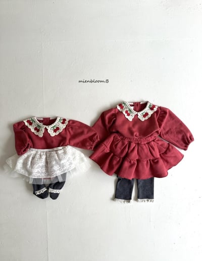 Bloom.b12｜(0m-24m) 櫻桃針織領包屁衣9