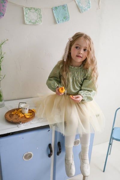 FLO24｜(75-140) 2色田園碎花娃娃袖上衣22