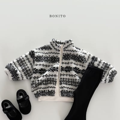 Bonito45｜(75cm-125cm) 雪花刷毛拉鍊外套5