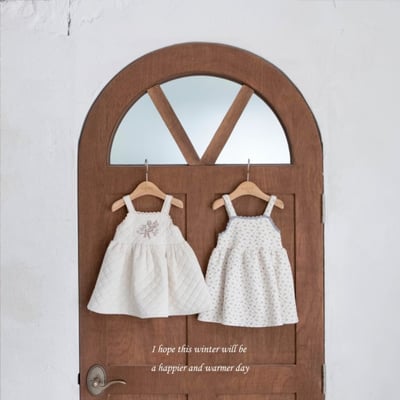 M-KIDS23｜(65-115cm) 2色絎縫蕾絲滾邊洋裝6