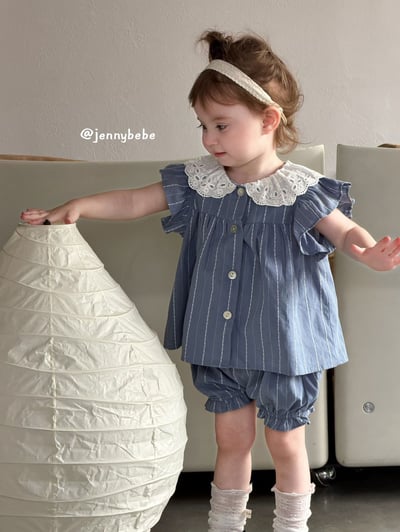 JE724｜(80-110cm) 蕾絲領線條套裝13