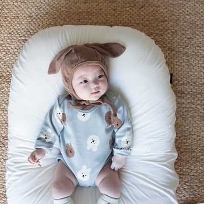 LEMONADE46｜(55cm-85cm) 2色小熊包屁衣長褲含帽子4