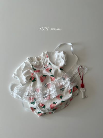 SO.U14｜(6m-18m) 草莓印花無袖包屁衣7