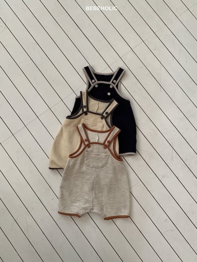 Bebe holic52｜(6m-18m) 滾邊吊帶包屁褲1