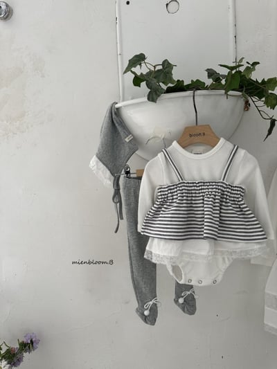 Bloom.b41｜(0m-18m) 蕾絲邊綁帶帽6