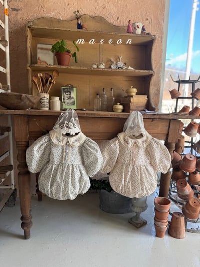 Marron29｜(3m-18m) 花卉刺繡碎花包屁衣16