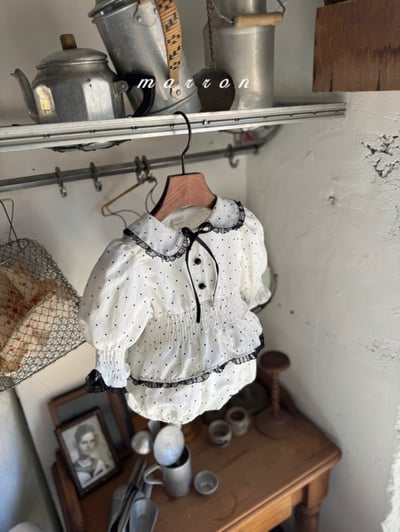 Marron59｜(3m-18m) 點點蕾絲包屁衣5