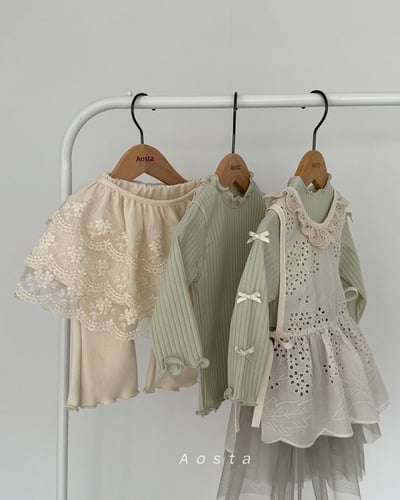 AOSTA11｜(6m-5y) 蕾絲帶層次裙7