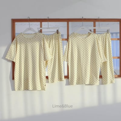 LIME&BLUE29｜(80-118cm MOM-DAD)  明星波點親子套裝9