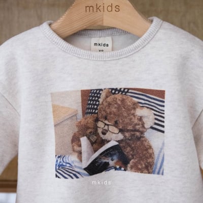 M-KIDS40｜(65-115cm) 2色美國小熊印花休閒上衣3