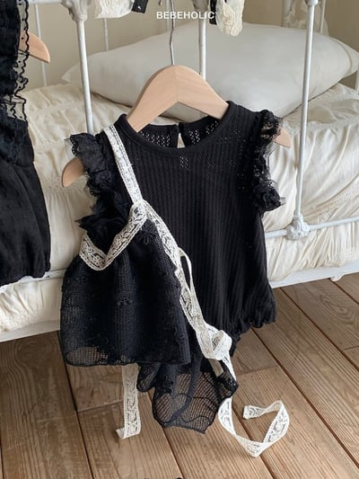 Bebe holic28｜(3m-18m) 透氣蕾絲無袖連身服10