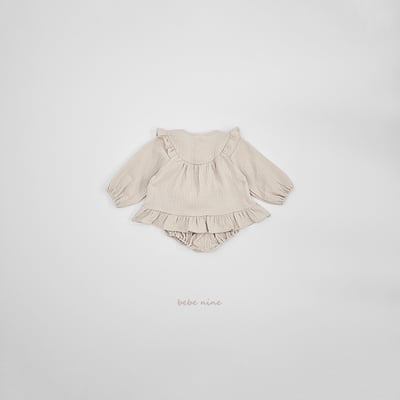 bebe nine12 (65-90) 2色荷葉棉麻包屁套裝13