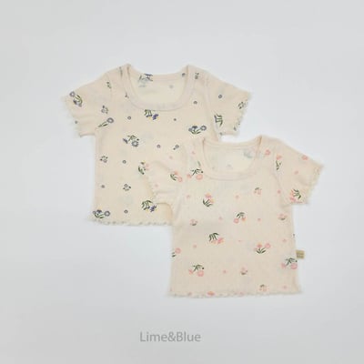 LIME&BLUE34｜(80-118cm)  木耳邊花朵套裝3