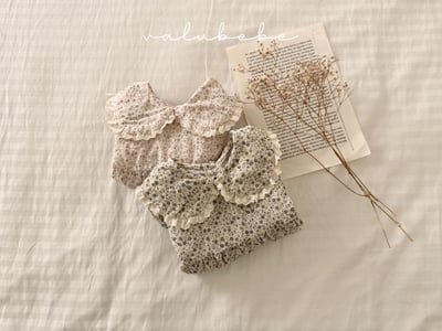 Valubebe14｜(65-80) 翻領碎花包屁衣10