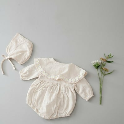 LEMONADE38｜(55cm-85cm) 1色雛菊花邊翻領包屁衣含帽子13