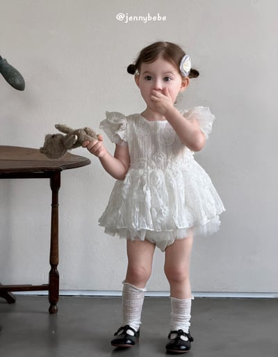 JE706｜(66-120cm) 玫瑰薄紗緞帶包屁衣/洋裝12