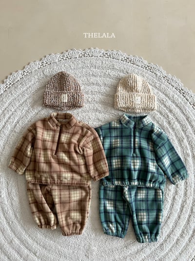 thelala46｜ (1y-6y) 格紋絨毛束口褲4