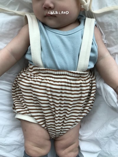 lala land03｜(3m-18m) 2色可拆式吊帶條紋燈籠褲3