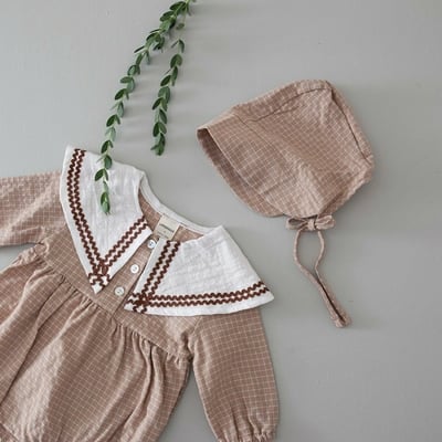 LEMONADE40｜(55cm-85cm) 2色格紋翻領包屁衣含帽子20