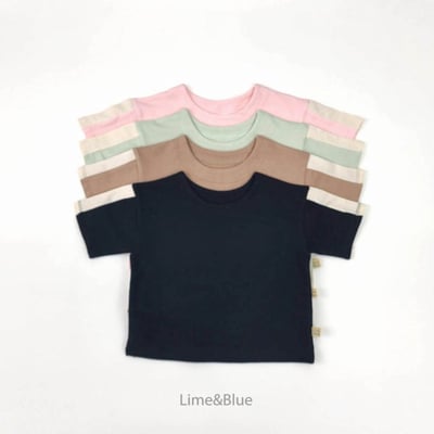 LIME&BLUE24｜(80-118cm)  袖邊拼色套裝2