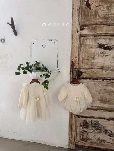 Marron 18｜(1y-6y) 花紋毛球薄紗洋裝6