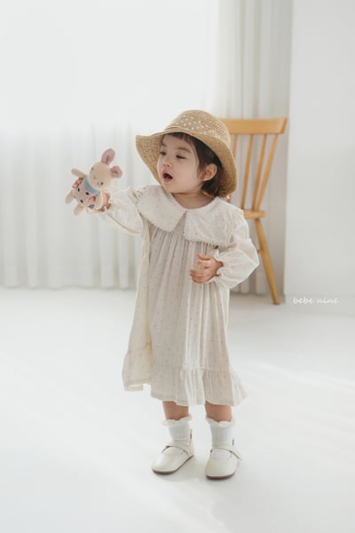 bebe nine17 (65-90) 2色翻領荷葉滾邊洋裝8