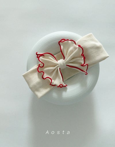 AOSTA19｜(6m-5y) 滾邊蝴蝶結髮帶1