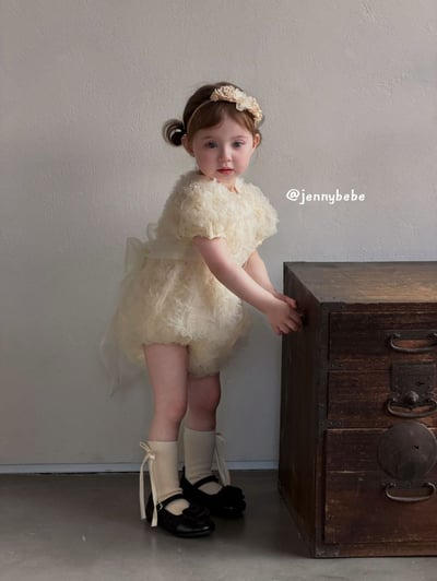 JE694｜(66-90cm)  蕾絲花邊緞帶包屁衣4