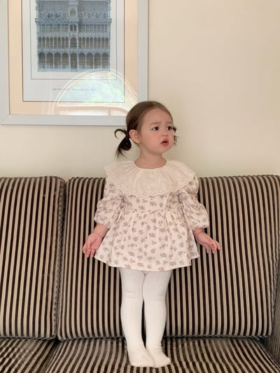 JE611｜(66cm-90cm) 蕾絲荷葉領碎花包屁衣7