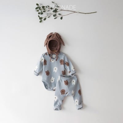 LEMONADE46｜(55cm-85cm) 2色小熊包屁衣長褲含帽子15