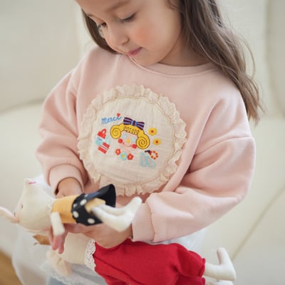 neneru34｜(85cm-125cm) 2色蕾絲印花休閒上衣7