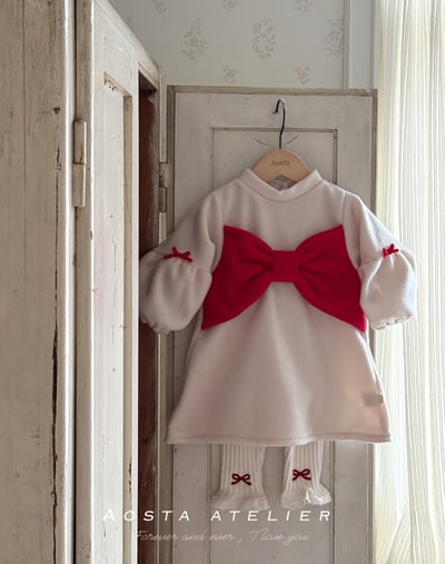 AOSTA26｜(6m-5y) 冬季磨毛蝴蝶結洋裝15