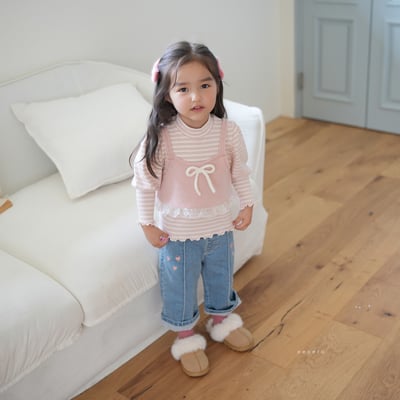 neneru31｜(90cm-115cm) 2色蝴蝶結荷葉小背心7