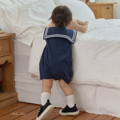 bebe nine35  (6m-24m) 3色海軍翻領連身服15