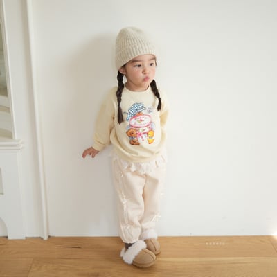 neneru32｜(85cm-125cm) 2色法式插畫蕾絲荷葉邊上衣7