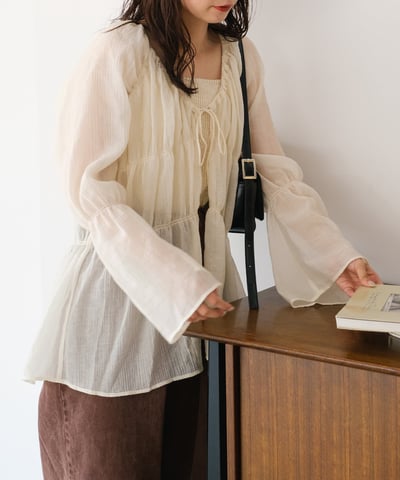 Kastane  褶邊透膚襯衫2