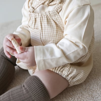 LEMONADE01｜(55cm-85cm) 2色格紋肩帶包屁衣含小熊帽子6