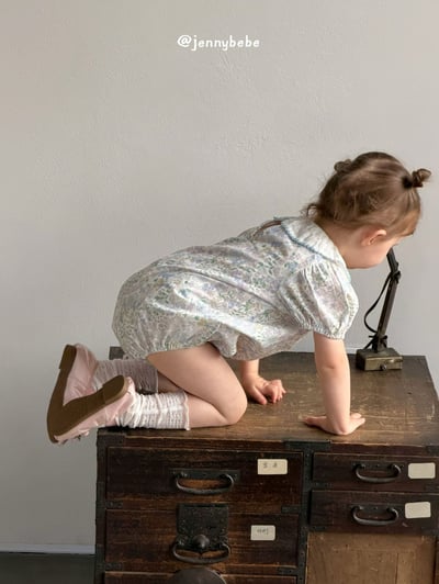 JE696｜(66-90cm) 藍色花卉包屁衣13