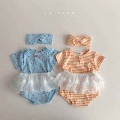 my_bebe17｜(58-72cm) 羅紋包屁衣含髮帶2