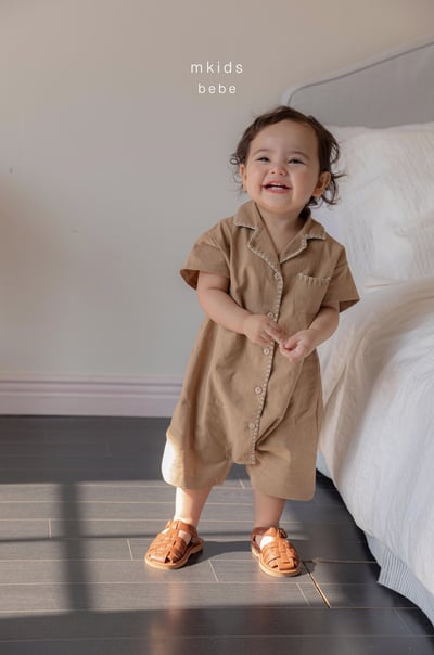 M-KIDS35｜(65-80cm) 棉麻滾線連身衣9