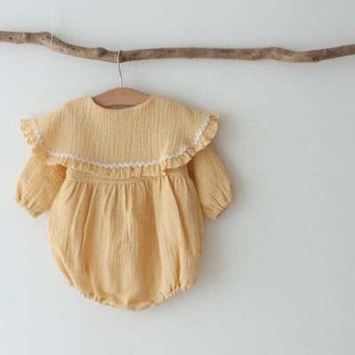 LEMONADE14｜(55cm-85cm) 2色波浪邊大翻領包屁衣含帽子19