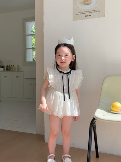 JE59｜(66-90cm) 蕾絲綁帶洋裝包屁衣5