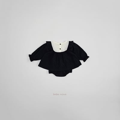 bebe nine19 (65-85) 2色蕾絲滾邊壓紋包屁套裝17