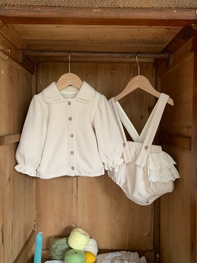 JE606｜(73cm-100cm) 毛呢蕾絲領吊帶包屁套裝16